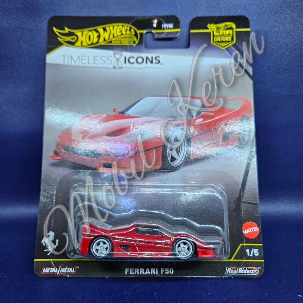 Diecast Hot Wheels Premium Timeless Icons Ferrari F50 Red Ban karet