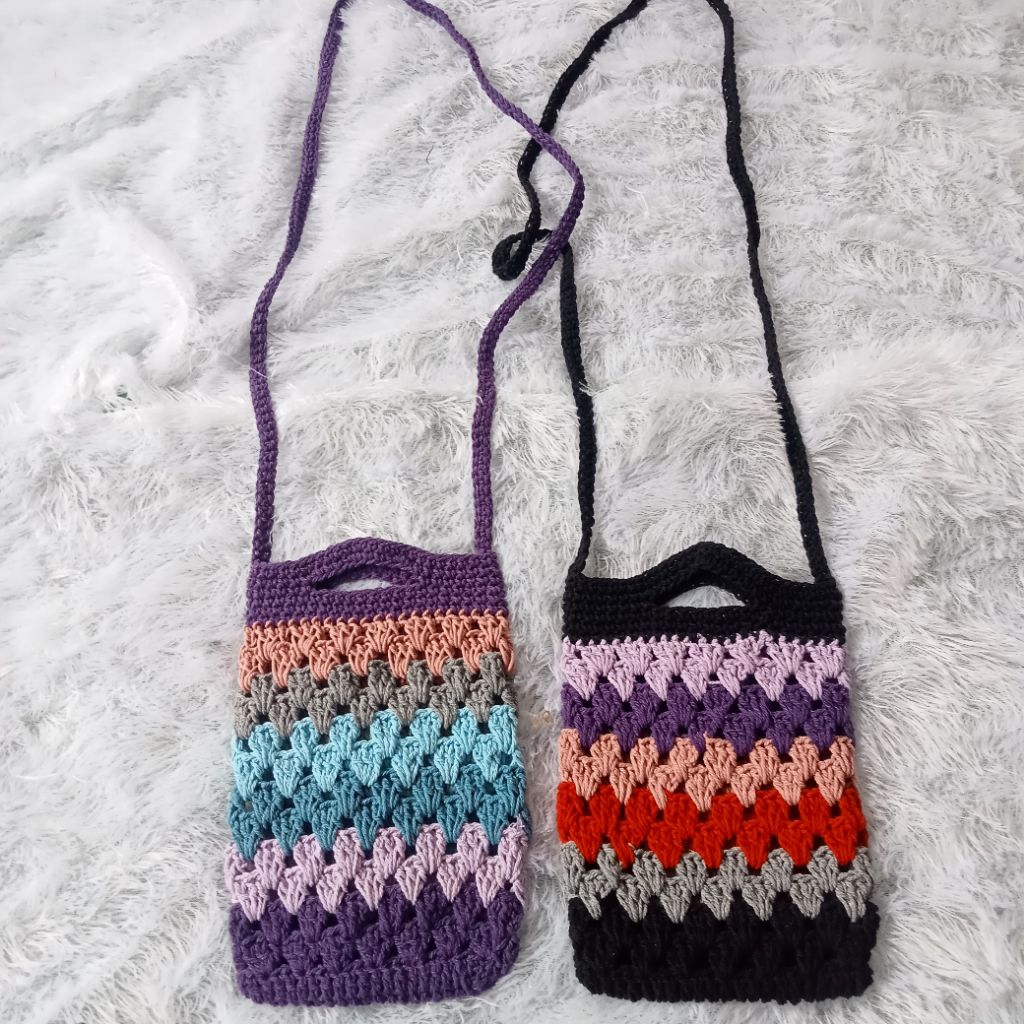 Slinbag/Tas Hp Rajut handmade Motif Bilik