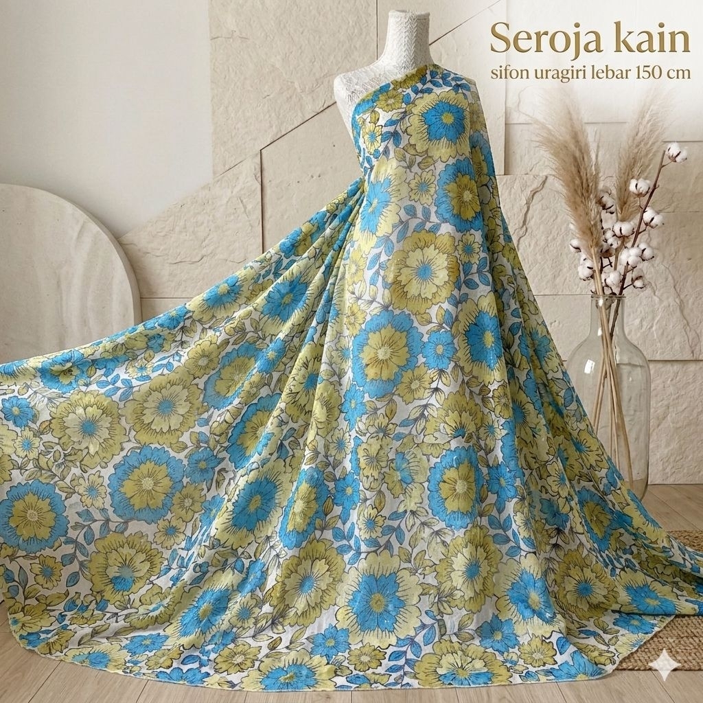 Kain Sifon Uragiri Motif Bunga - Lebar 150cm Jy
