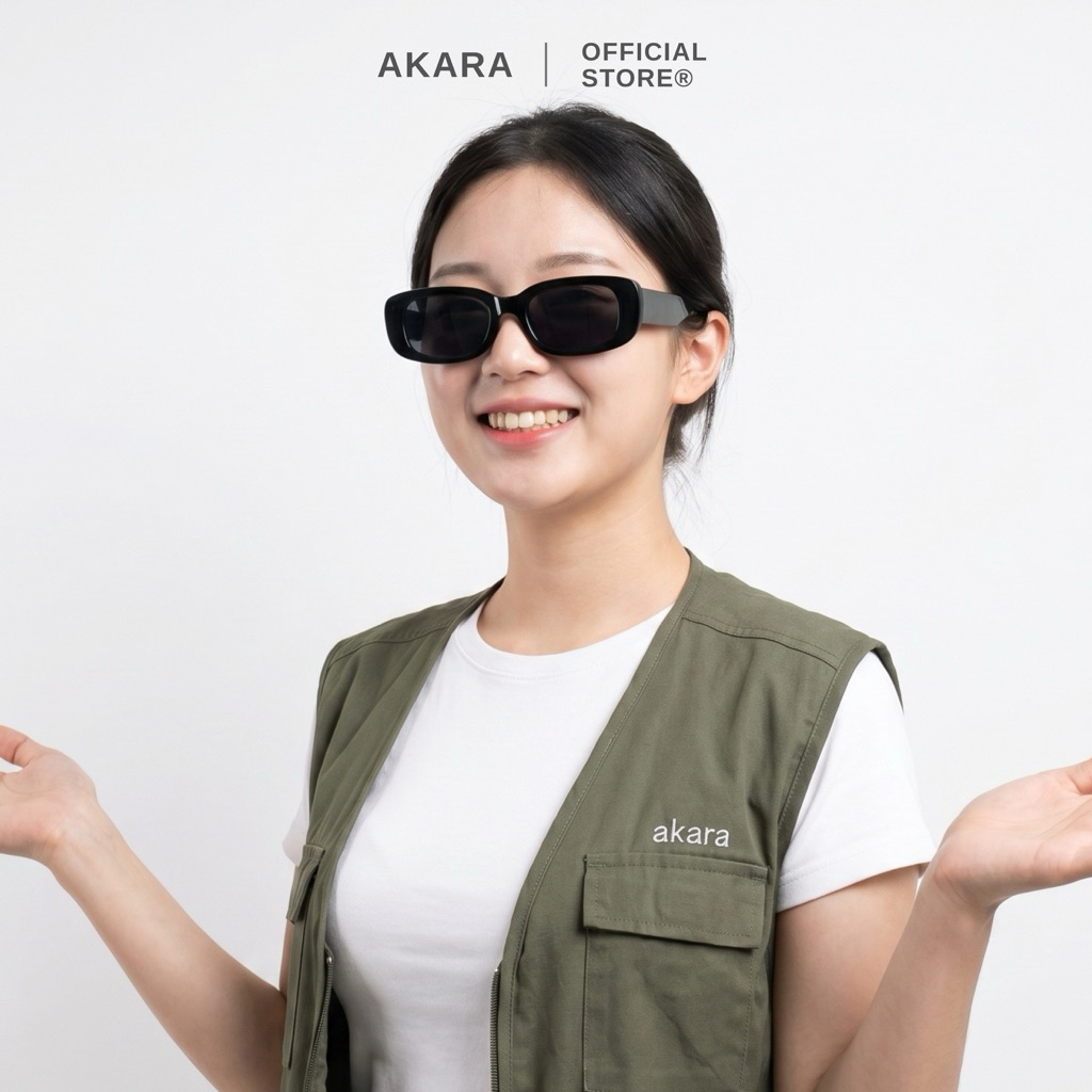 AKARA-001 | KACAMATA HITAM | KACAMATA PUTIH ORIGINAL| KACAMATA VINTAGE PERSEGI PANJANG KACAMATA GAYA