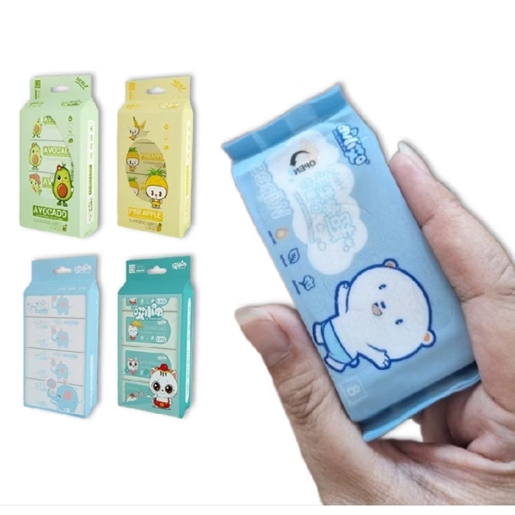 TISU BASAH MINI  ISI 8 LEMBAR TISU BASAH SAKU UKURAN MINI
