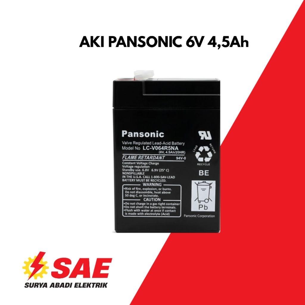 Baterai AKI Kering / ACCU 6V 4,5Ah PANSONIC
