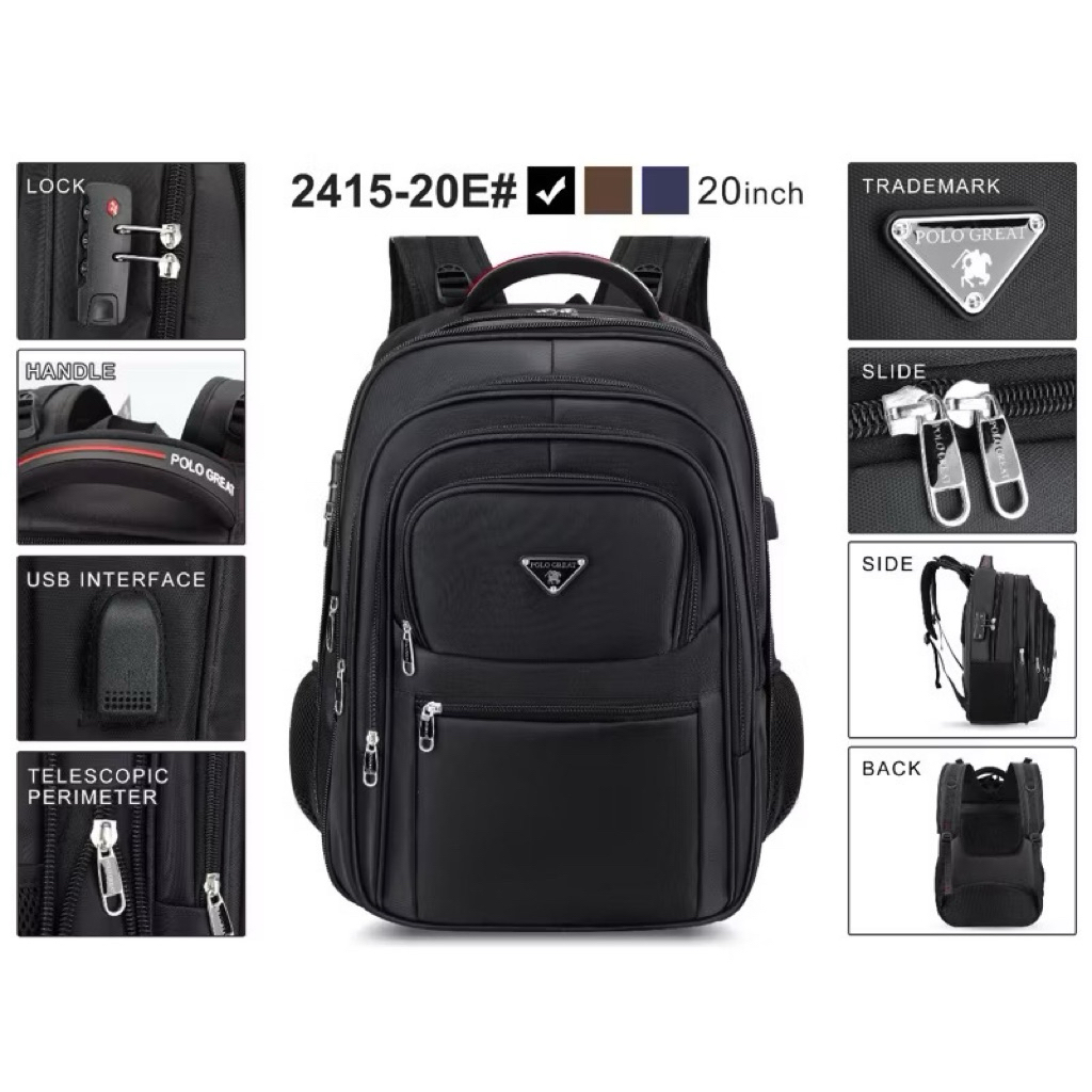 [Polo Great/Polo Land] Backpack Sekolah Kerja Polo Land 20 inch | Tas Ransel Pria Polo land Kerja Ju
