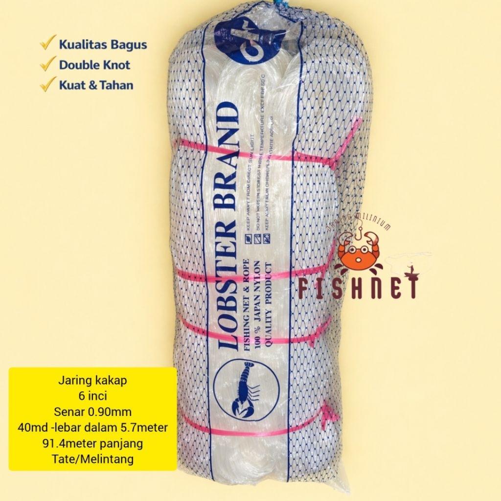 jaring kakap/jaring senar/jaring ikan/6inci 0.90mm 40md 91.40 tate