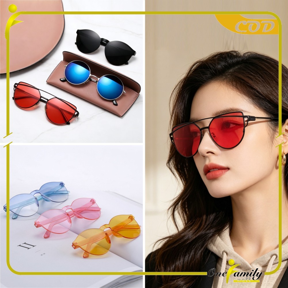 ONE-C93-95 Kacamata Fashion Wanita Kekinian  / Kacamata Transparan Murah / Kaca mata Bulat Boboho