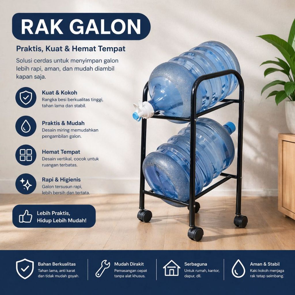 Rak Galon 2 Susun & Rak Dispenser Air 2 Susun / 3 Susun