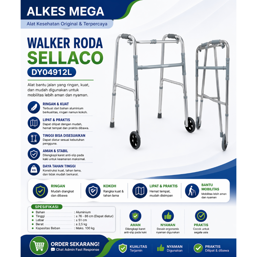 Walker Lipat Sellaco DY04912L – Alat Bantu Jalan Lansia