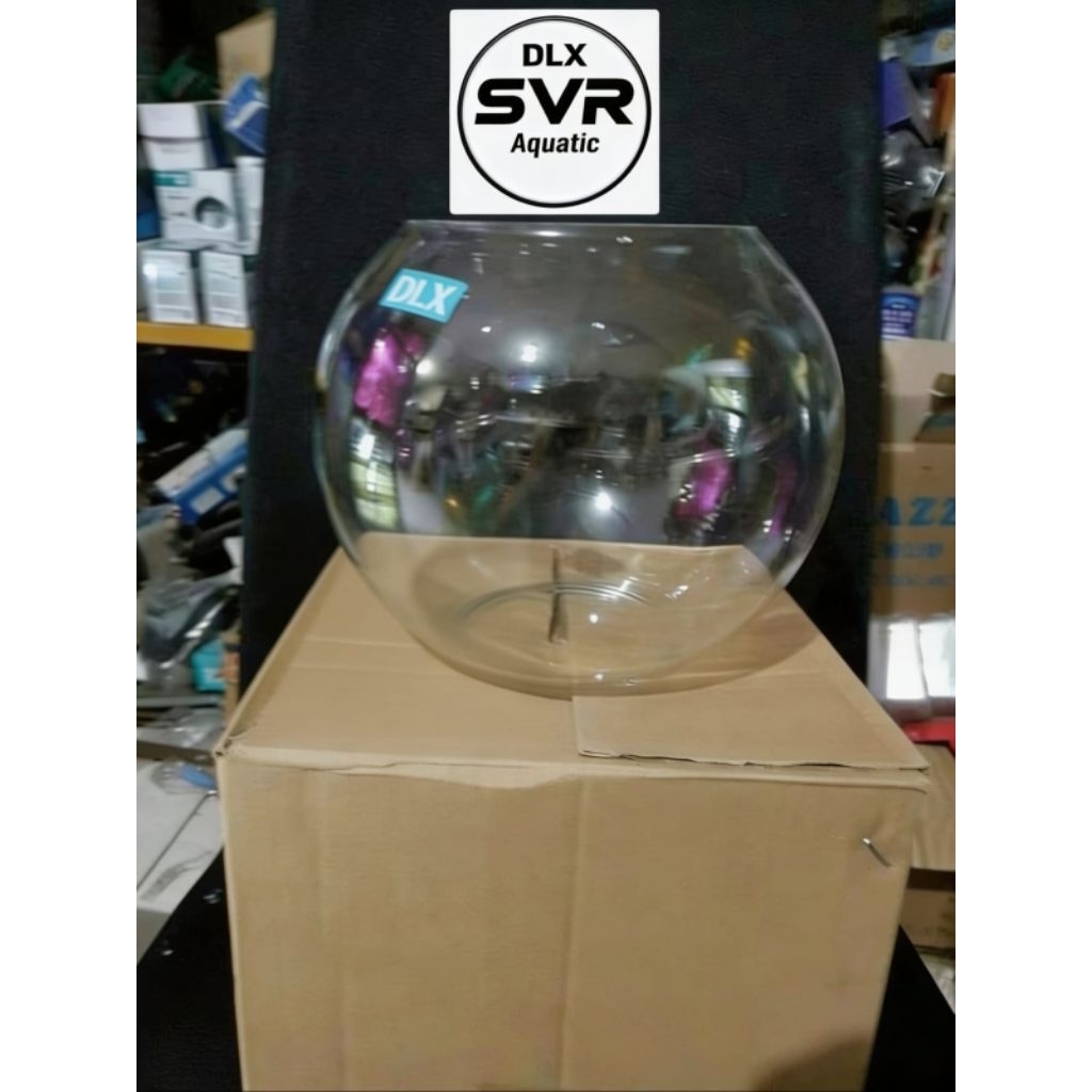 (GOJEK) AQUARIUM BULAT 2L - TOPLES KACA - DLX LUNA - AQUARIUM CUPANG