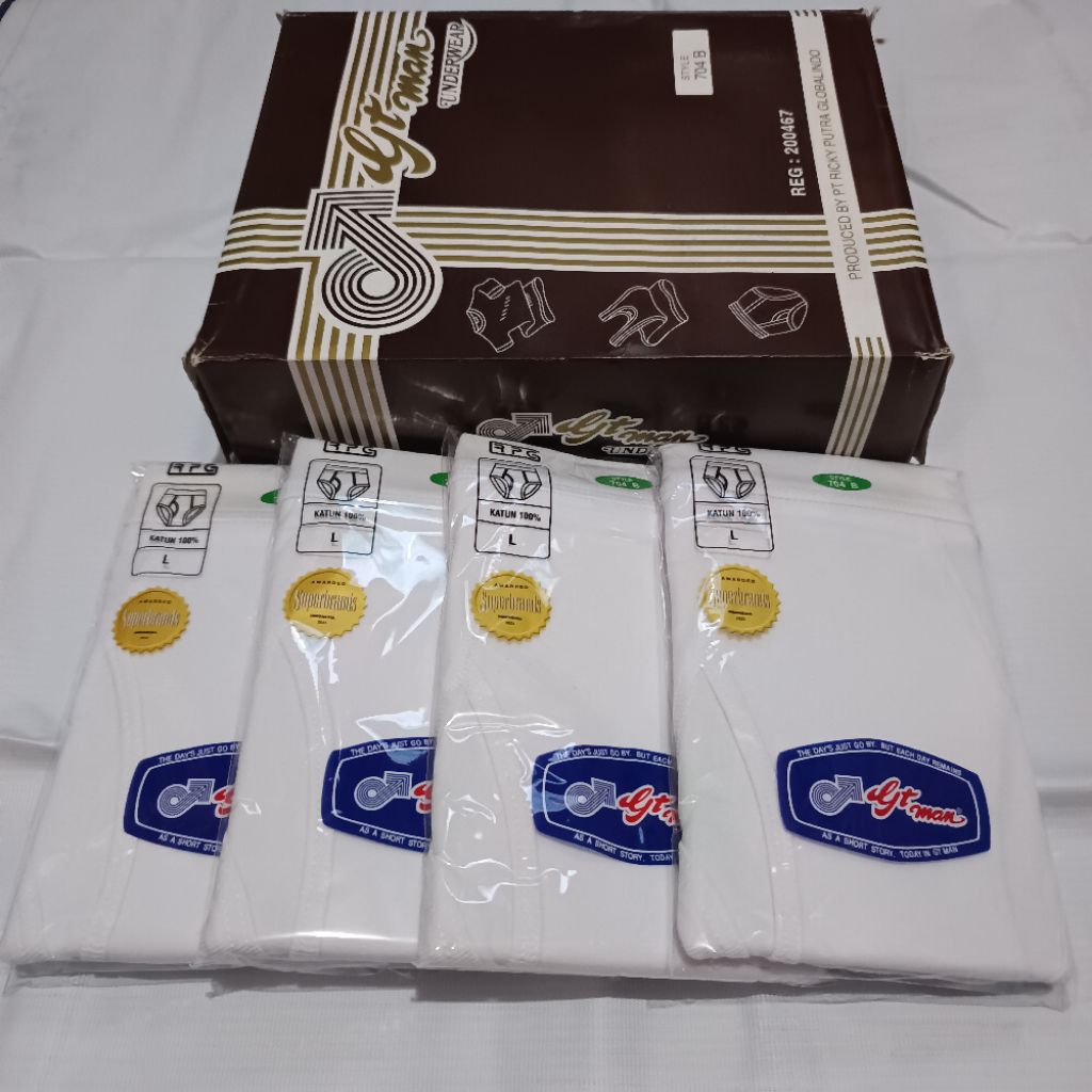 Paket 4 pcs Celana Dalam Pria Gt Man 704 B Warna Putih  ukuran M, L, XL