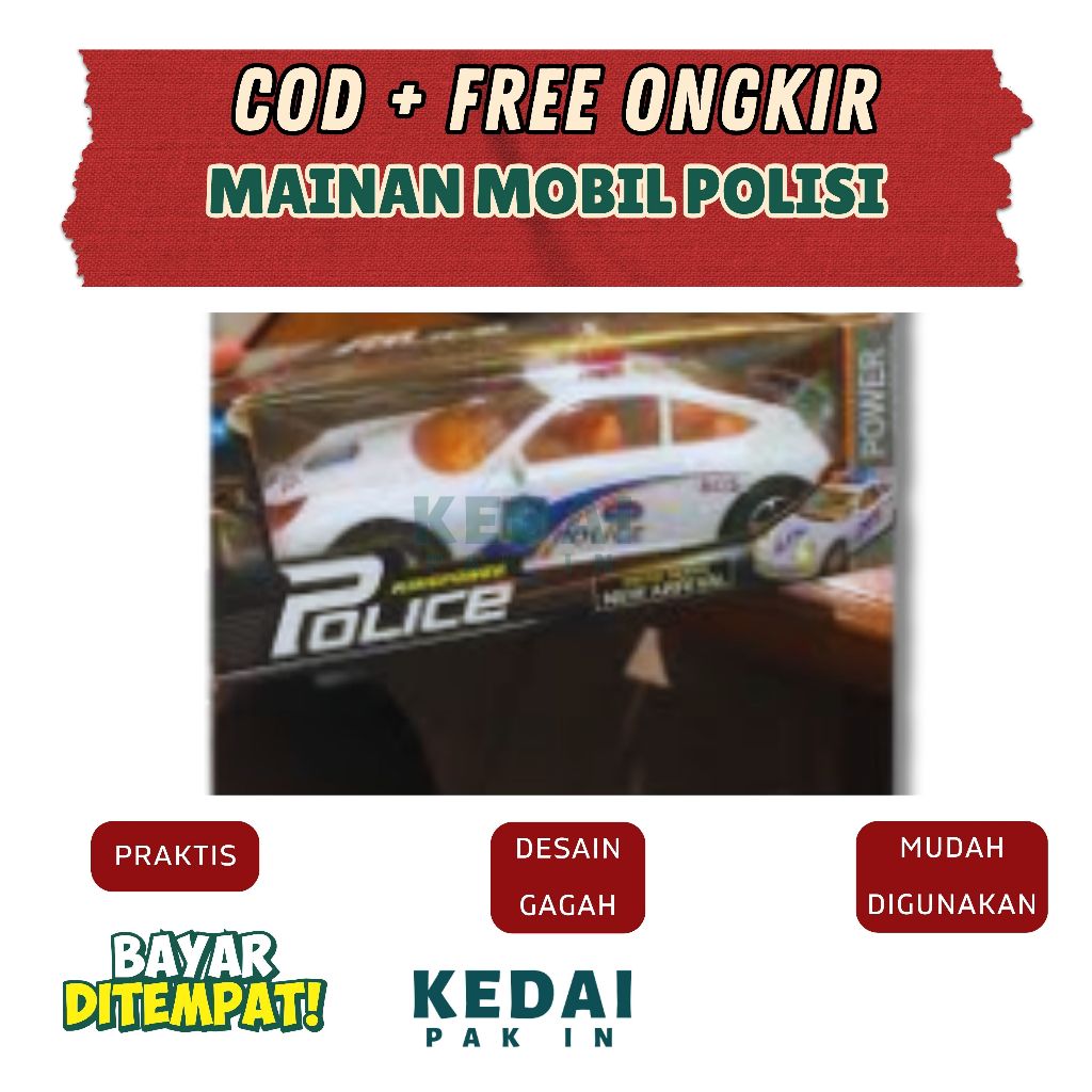 MAINAN MOBIL POLISI KING POWER SIRINE LAMPU BATERAI MOBIL POLISI ANAK