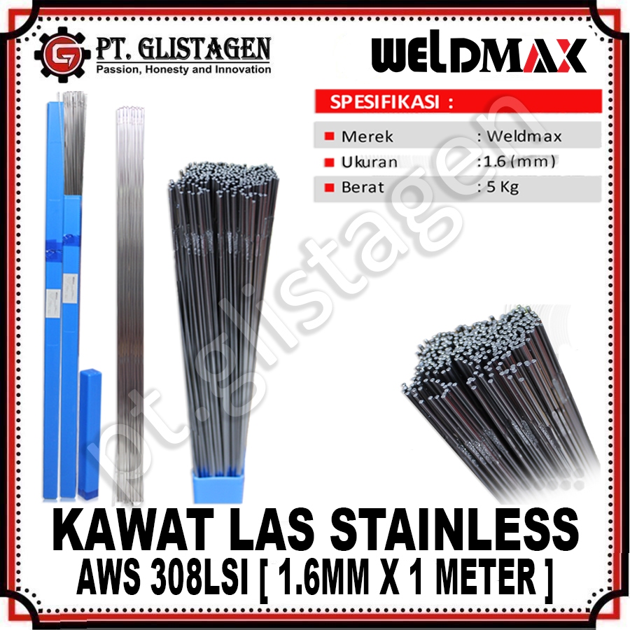 WELDMAX 308LSI 5KG Kawat Las Stainless Mesin Las TIG Stainless 1.6mm 5KG TIG-308LSI AWS A5.10:ER5356