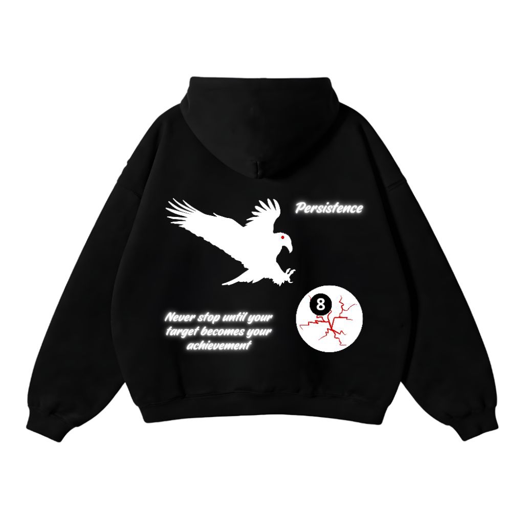Luxurious - Hoodie Boxy Nyala Heavyweight Fleece Cotton Pria Wanita Hitam