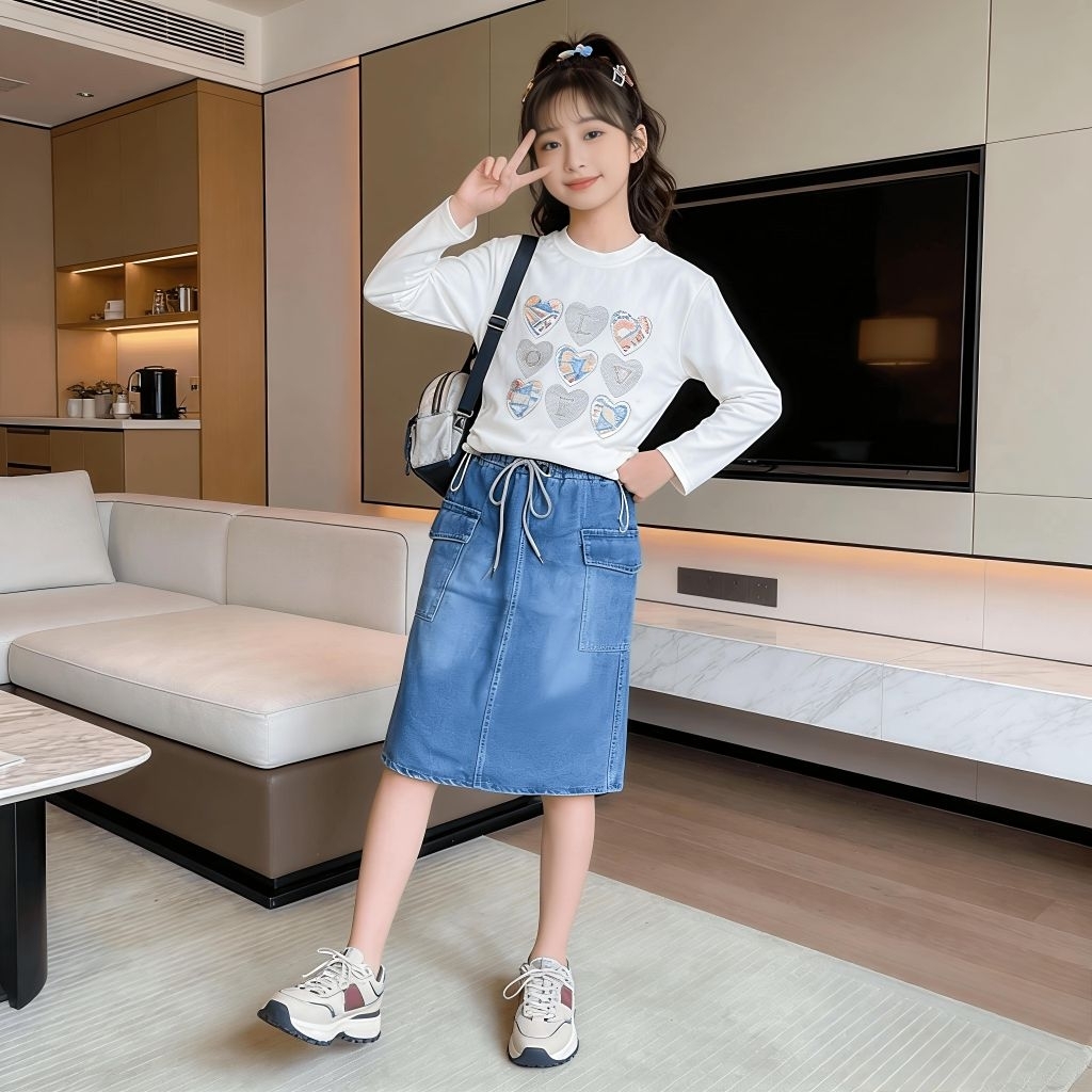 HG-062 LV SETELAN BAJU PANJANG ANAK PEREMPUAN IMPORT USIA 3-8 TAHUN  BAJU ATASAN LENGAN PANJANG KNIT
