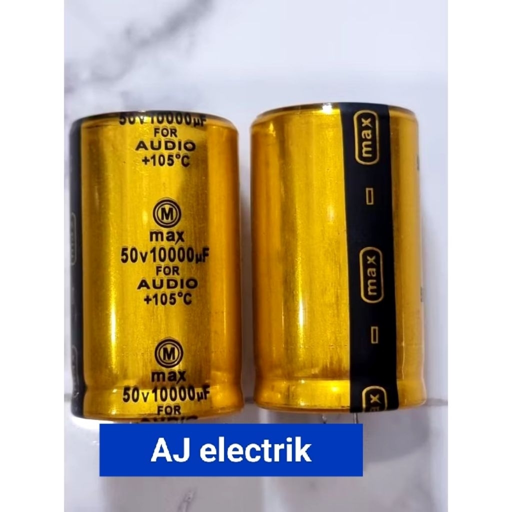 ( 1.Pcs ) ELKO 10.000uf - 50volt MAX GOLD ORIGINAL / Elko Capasitor 10.000uf - 50volt Max Gold Asli.