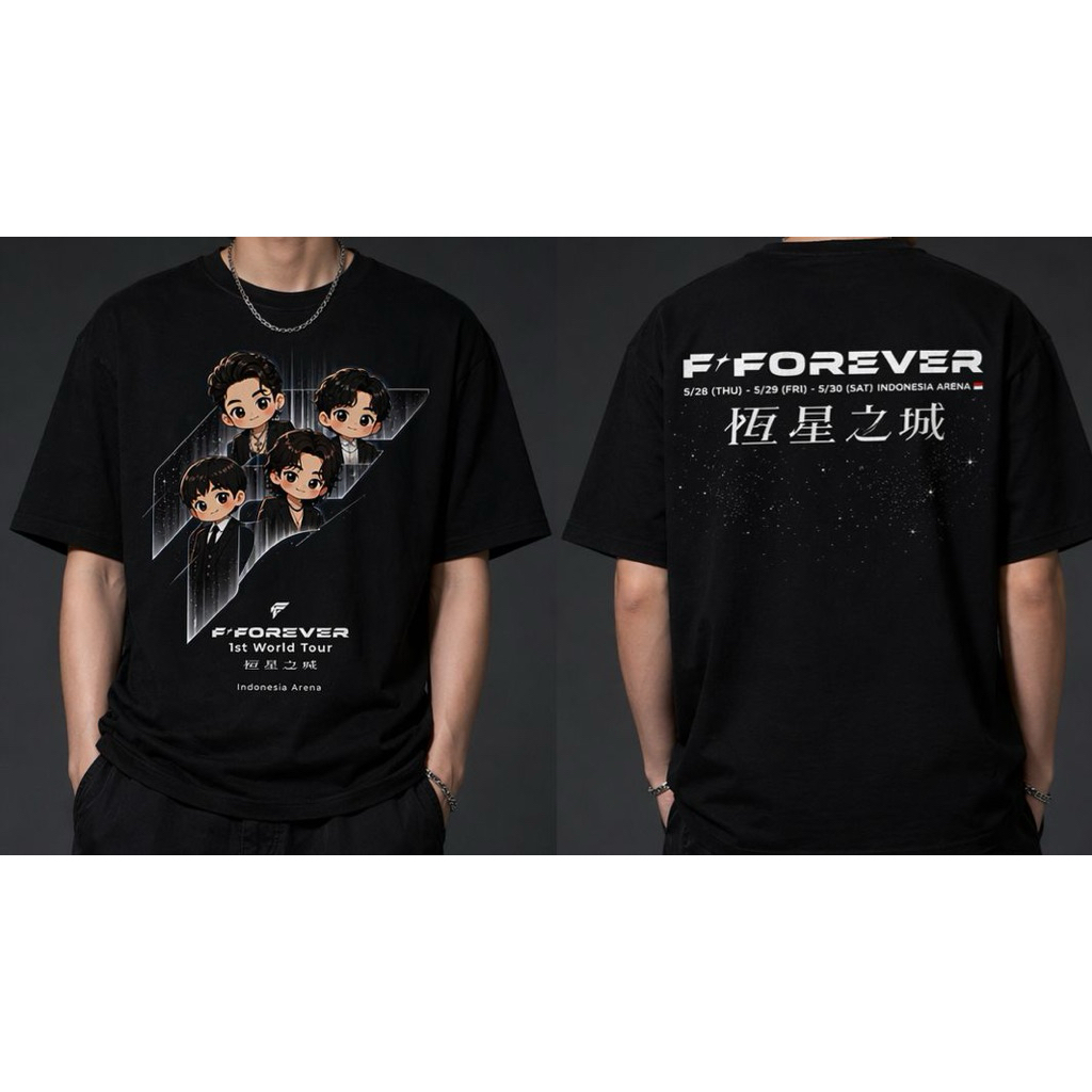 F4  FForever Concert Tshirt Kaos Konser F4 Merchandise kaos f4 kaos fforever F4 jakarta cartoon  jer