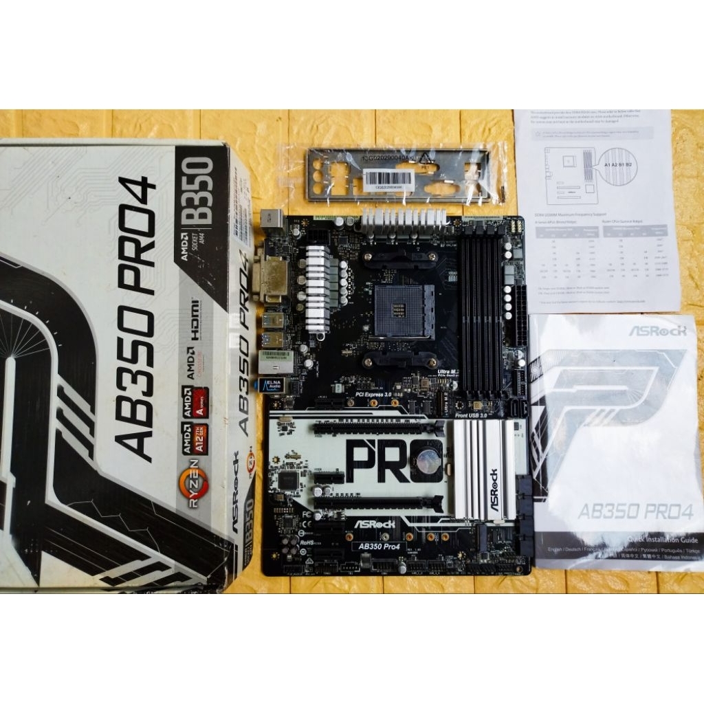 MOBO Motherboard Amd AM4 AsRock AB350 PRO 4 Like New Fullset