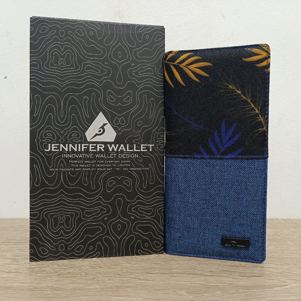 JFR Gau Wallet - Dompet Panjang Pria Bahan Kanvas JP89 Blue - Jennifer Wallet JP89
