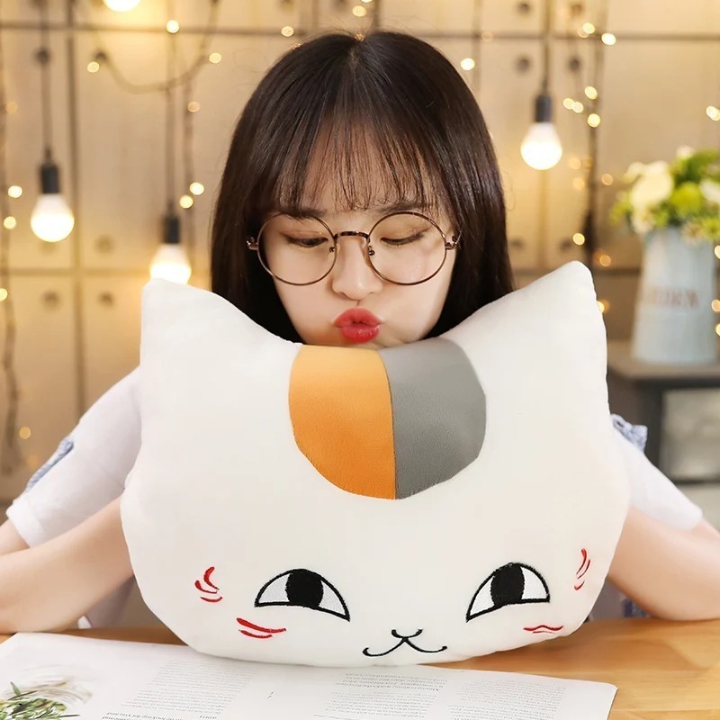 Bantal Boneka Mewah Nyanko Sensei Penghangat Tangan Buku Teman Natsume Boneka Berbulu Kucing Kawaii 