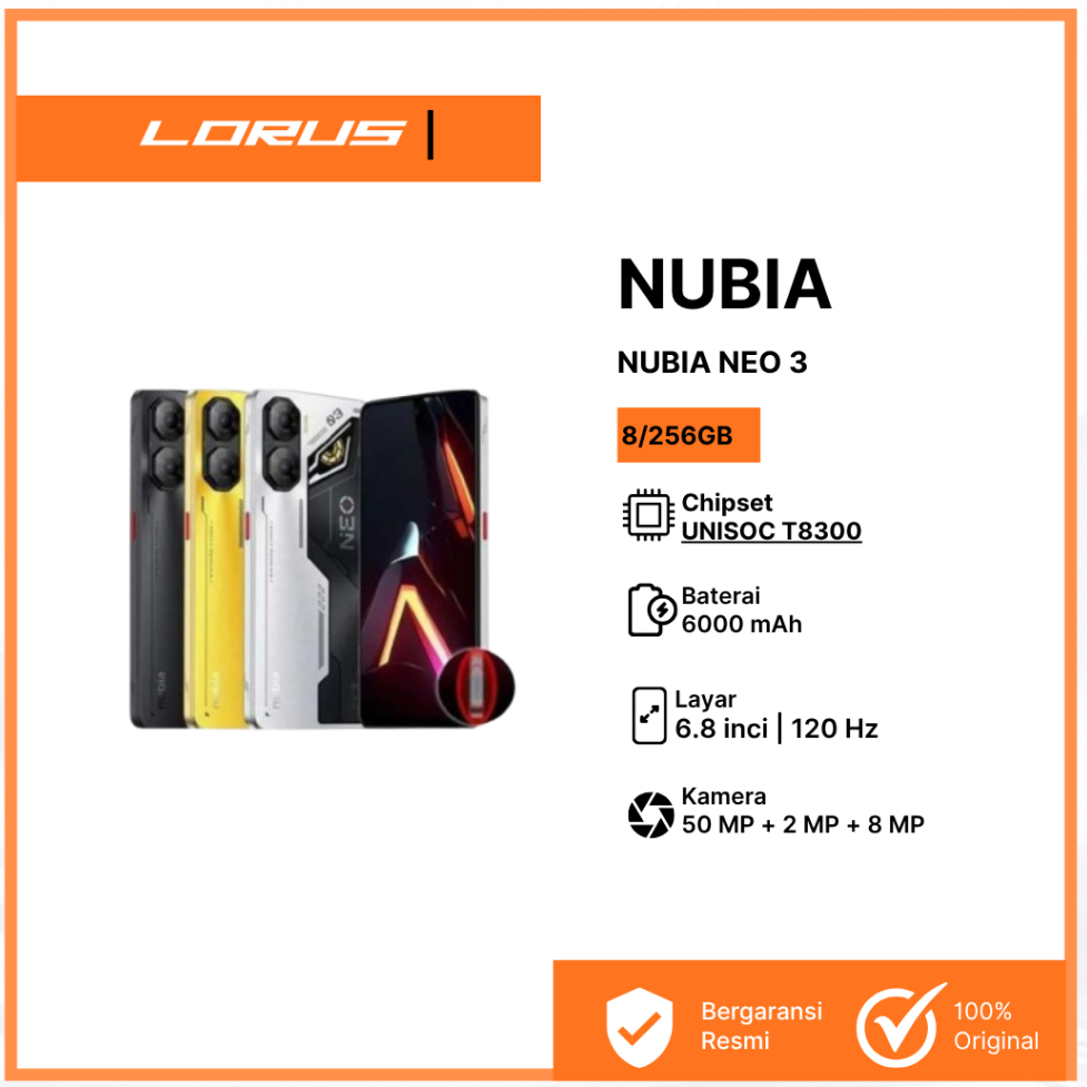 NUBIA NEO 3 8/256GB 5G l UNISOC T8300 l Pengisian cepat 33W
