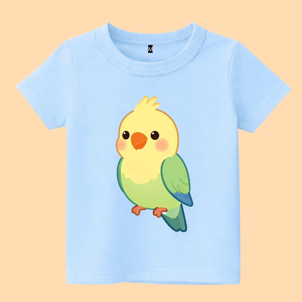 Baju Kaos Anak Gambar Burung Parkit kakak tua mini