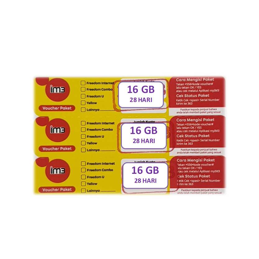 Voucher Indosat Freedom Internet 16 GB