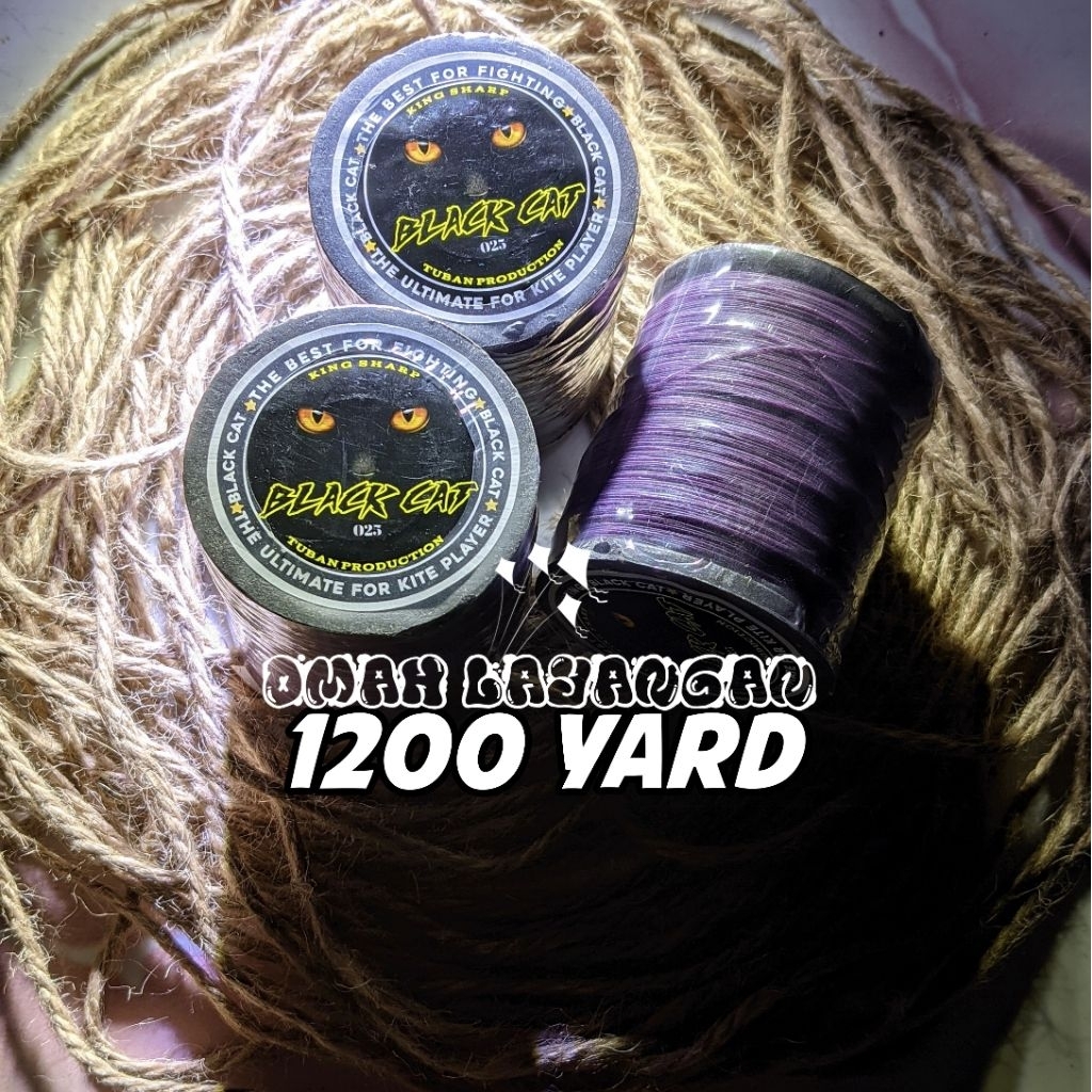 senar benang gelasan layangan 1200 yard black cat 025