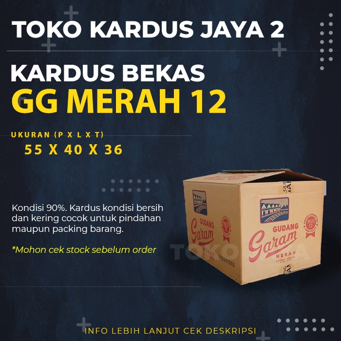 (Order Plastik jika Hujan) Kardus Bekas GG Merah 12 Untuk Packing atau Pindahan