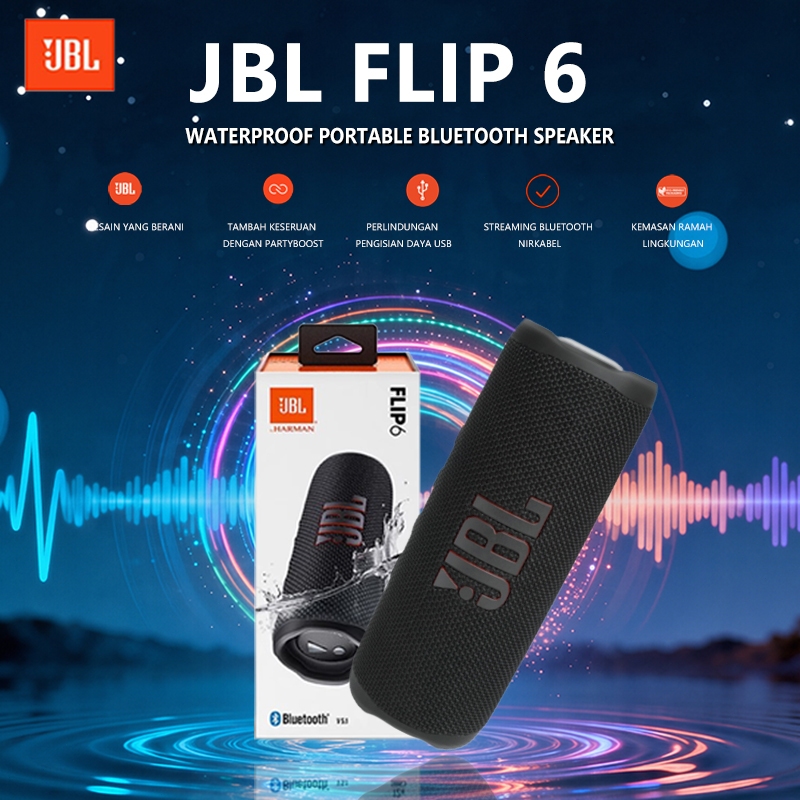 100%Original Speaker JBL Flip 6 Speaker Portabel Wireless Bluetooth SpeakerPowerful Sound and Deep B