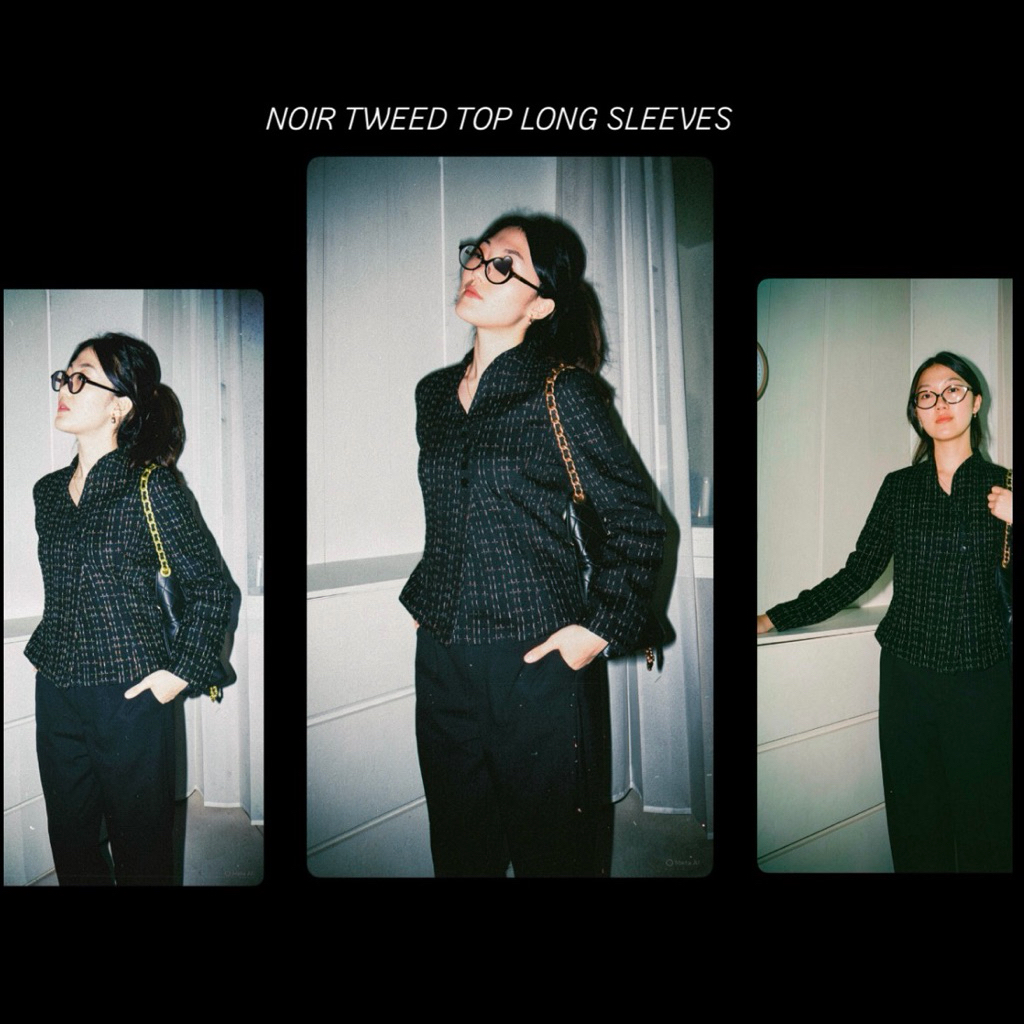NOIR TWEED TOP LONG SLEEVES LENGAN PANJANG BLAZER ATASAN TWEED BAJU KANTOR NGANTOR WANITA SOPAN KORE