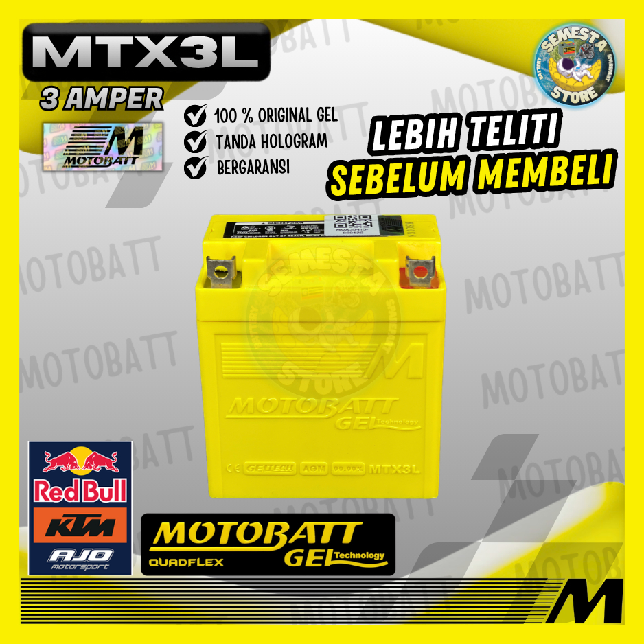 BERKUALITAS AKI MOTOBATT MTX3L 3AH ACCU GEL ORIGINAL AKI MOTOR KAWASAKI NINJA SS NINJA R 150 NINJA R