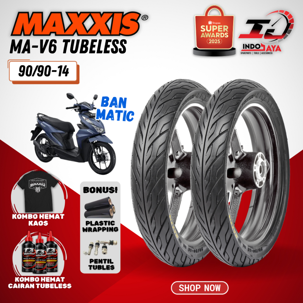 [BAYAR DI TEMPAT] MAXXIS MA-V6 TUBBLES 90 / 90 - 14 / BAN MAXXIS 90/90-14 / 90-90-14 TUBELESS BAN LU