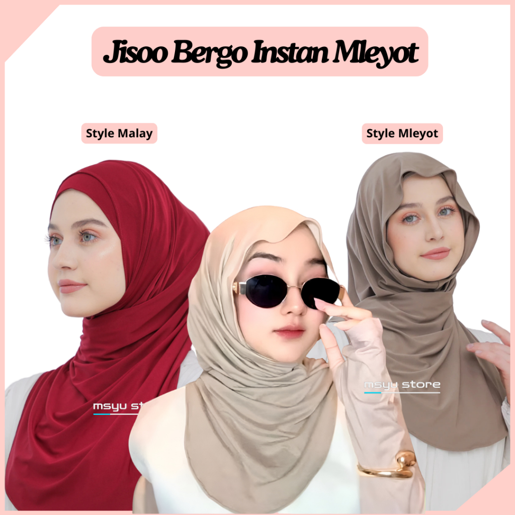 READY Hijab Instan Huma Mleyot / Jisoo Instan Mleyot / Pashmina Mleyot Kaos / Jilbab Instan Mleyot /