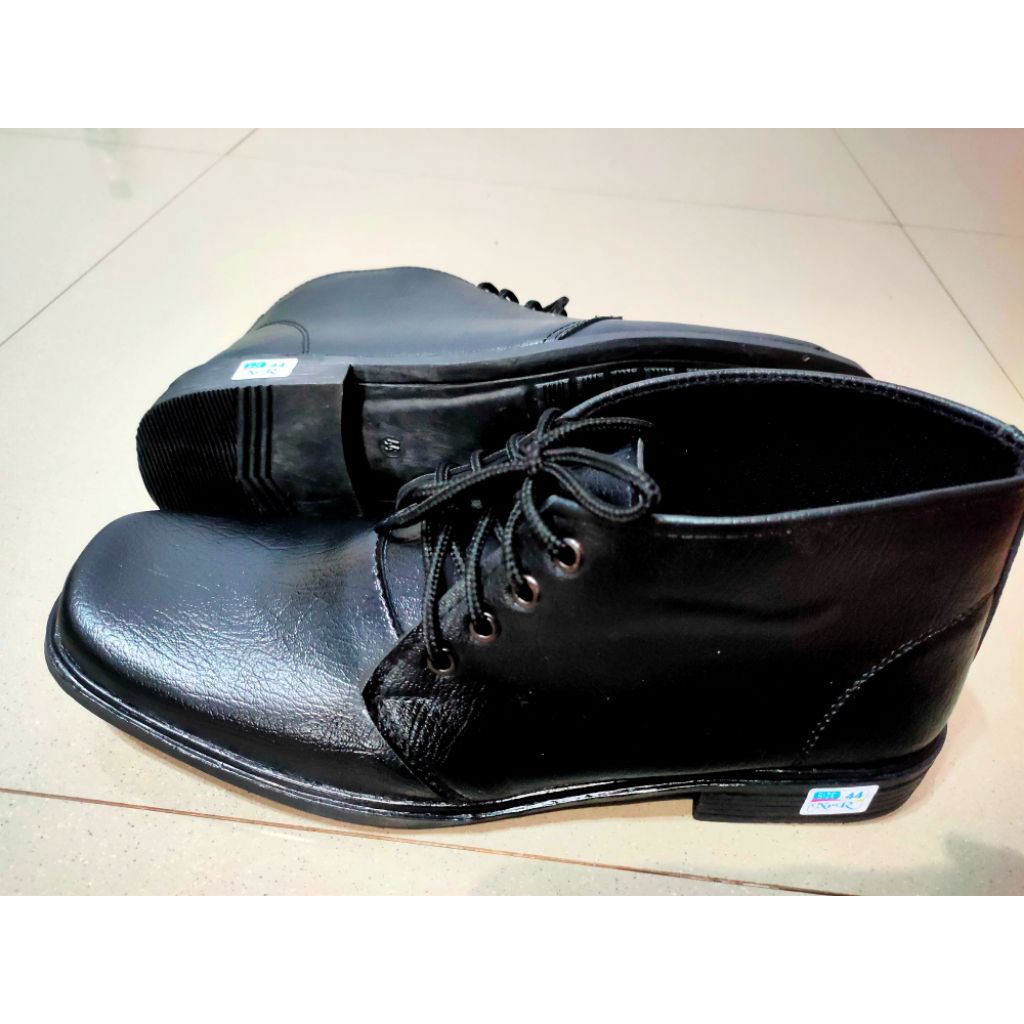 SEPATU PANTOFEL PDH BOOT HITAM KULIT PRIA/SEPATU SATPAM SECURITY PDH RESLETING TALI LAKI LAKI/SEPATU