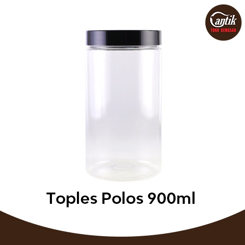 TOPLES TABUNG JAR PLASTIK POLOS BENING 900 ML / 900 GR + TUTUP TOPLES PLASTIK