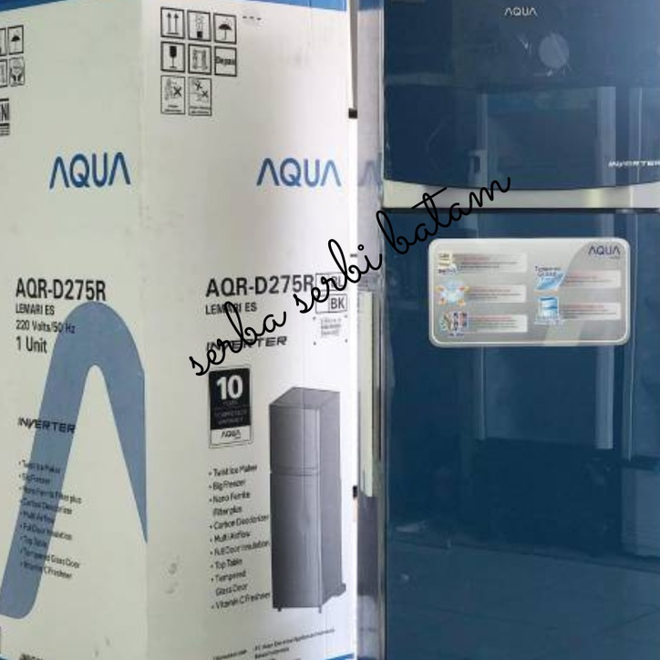 Kulkas 2 pintu AQUA d275 AQR-D275R-BK Hitam AQRD275 Inverter AQR D275 BATAM