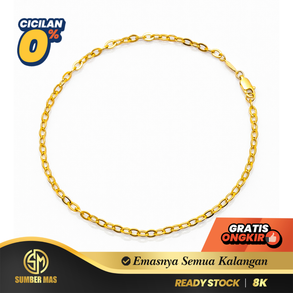 GELANG RANTE EMAS KAKI CASSANO POLOS FASHION 8K - SUMBER MAS