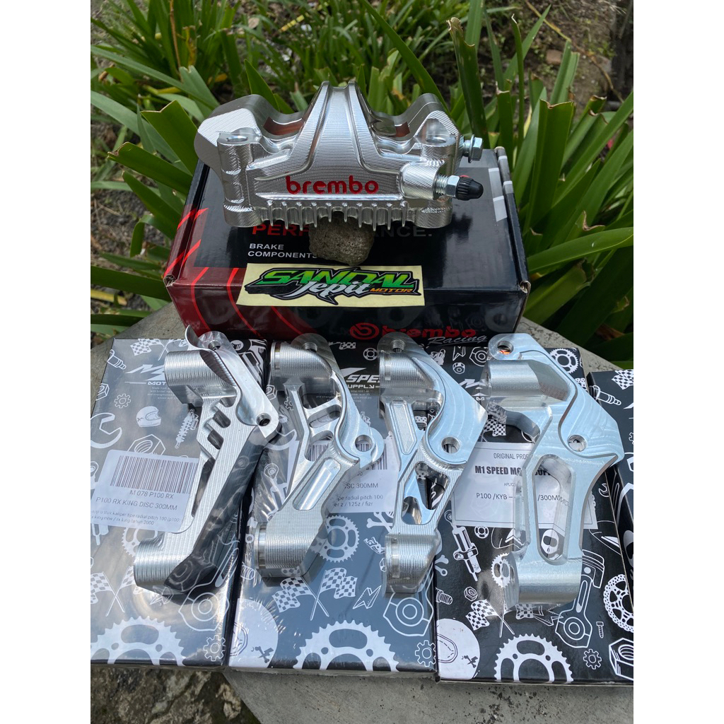KALIPER BREMBO GP4-MS CNC SET SET BREKET KALIPER P100 PITCH 100 FIZ R JUPITER Z VEGA R NINJA R RR SS