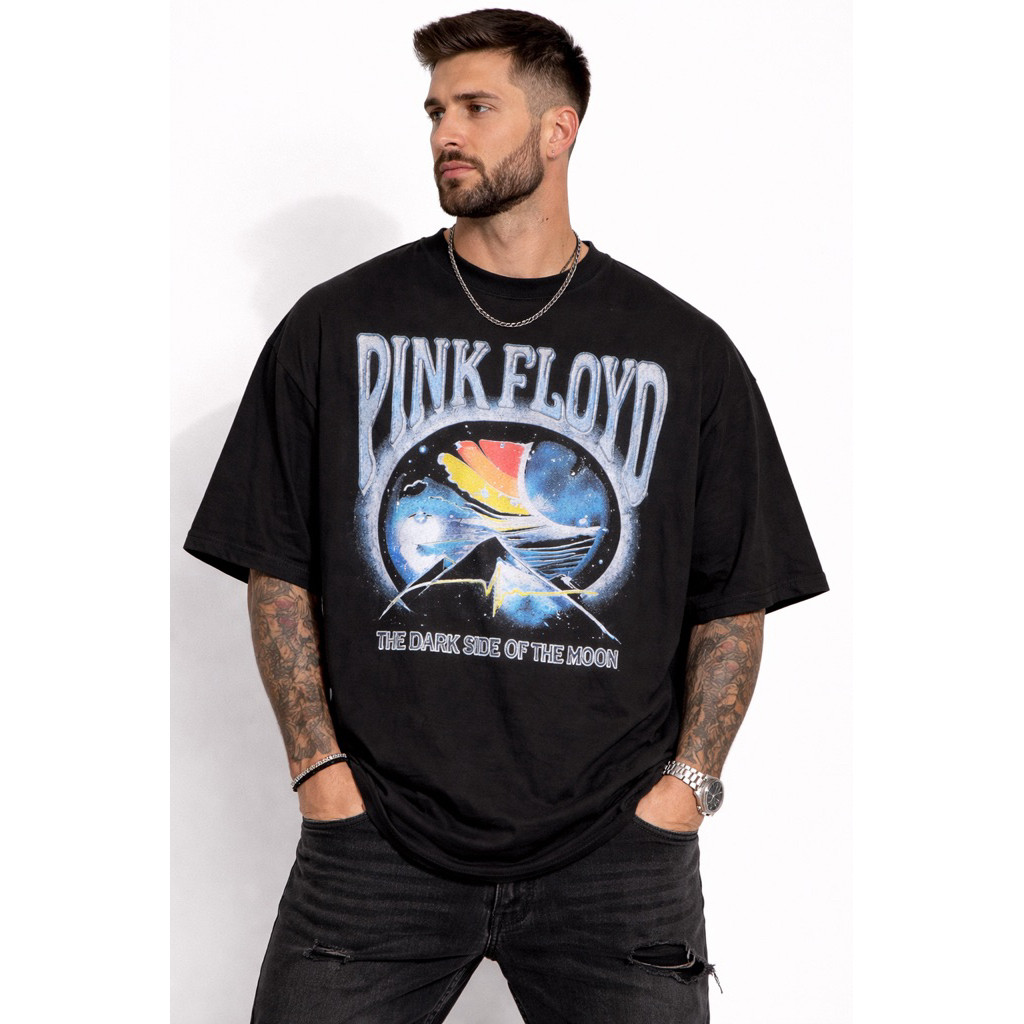 T Shirt Pull&Bear Vintage Hitam Pria