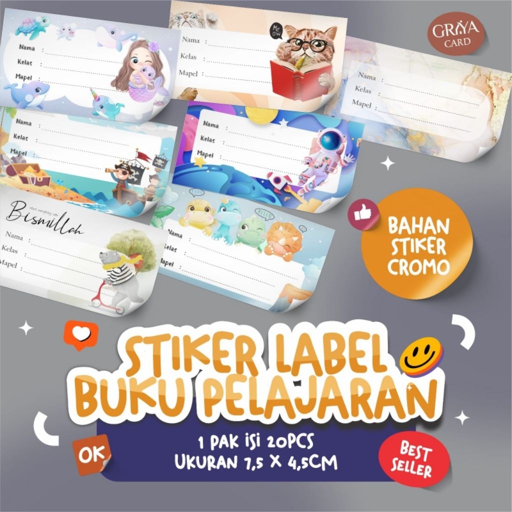 LABEL BUKU PELAJARAN | ISI 20 | LABEL MAPEL LUCU & AESTHETIC