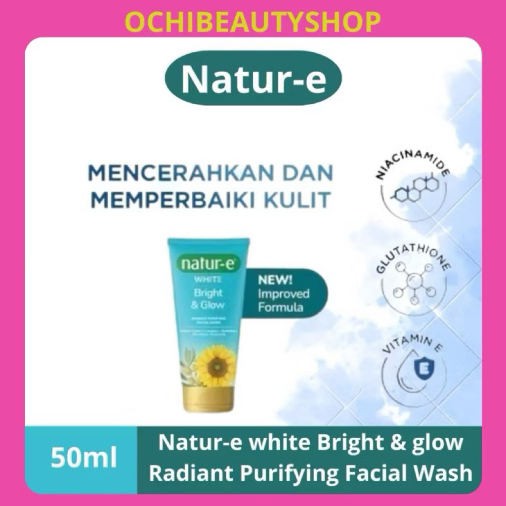 NATUR-E WHITE BRIGHTENING FACE WASH 50ml | NATU-E FACE WASH BIRU | NATUR-E FACE WASH WHITE