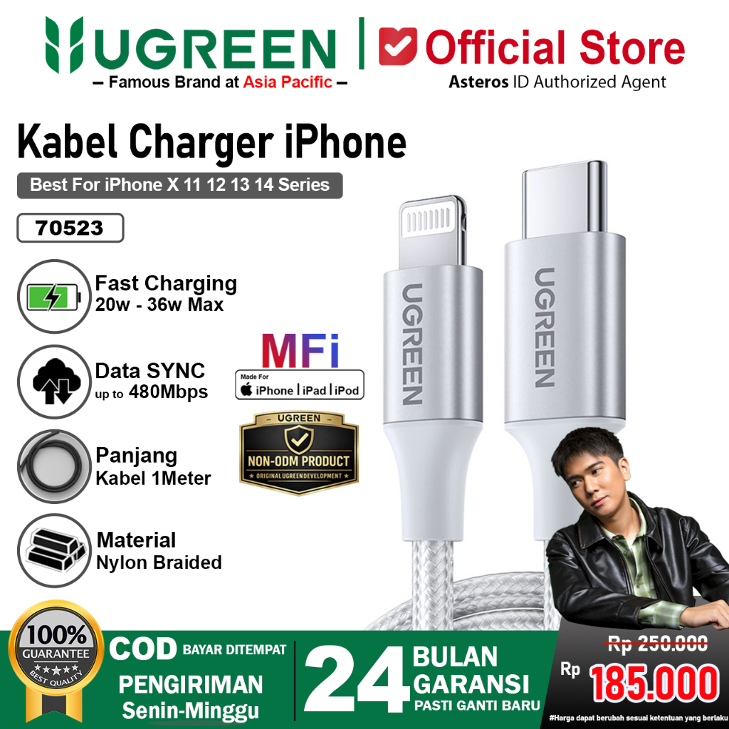 UGREEN Kabel Charger MFi For iPhone X XS XR 11 12 13 14 Pro Max USB Type C to Lightning Fast Chargin