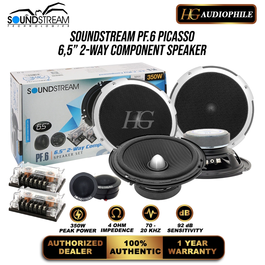 Soundstream PF.6 Picasso Component 6.5" Split 2-Way 350W Speaker Set