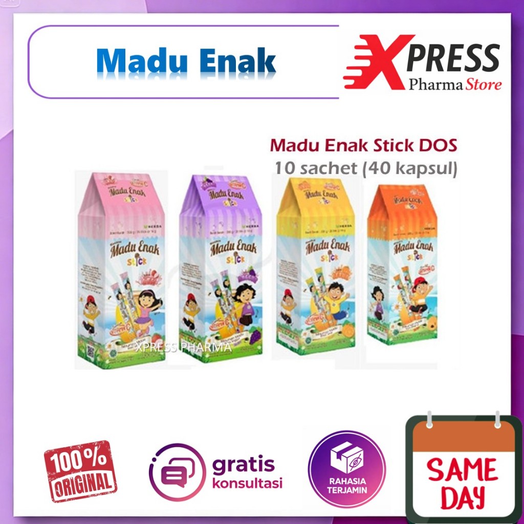XPRESS  Madu ENAK STIK DOS Anak Leci Anggur Jeruk Ori Madurasa Tj Stick Box Dus