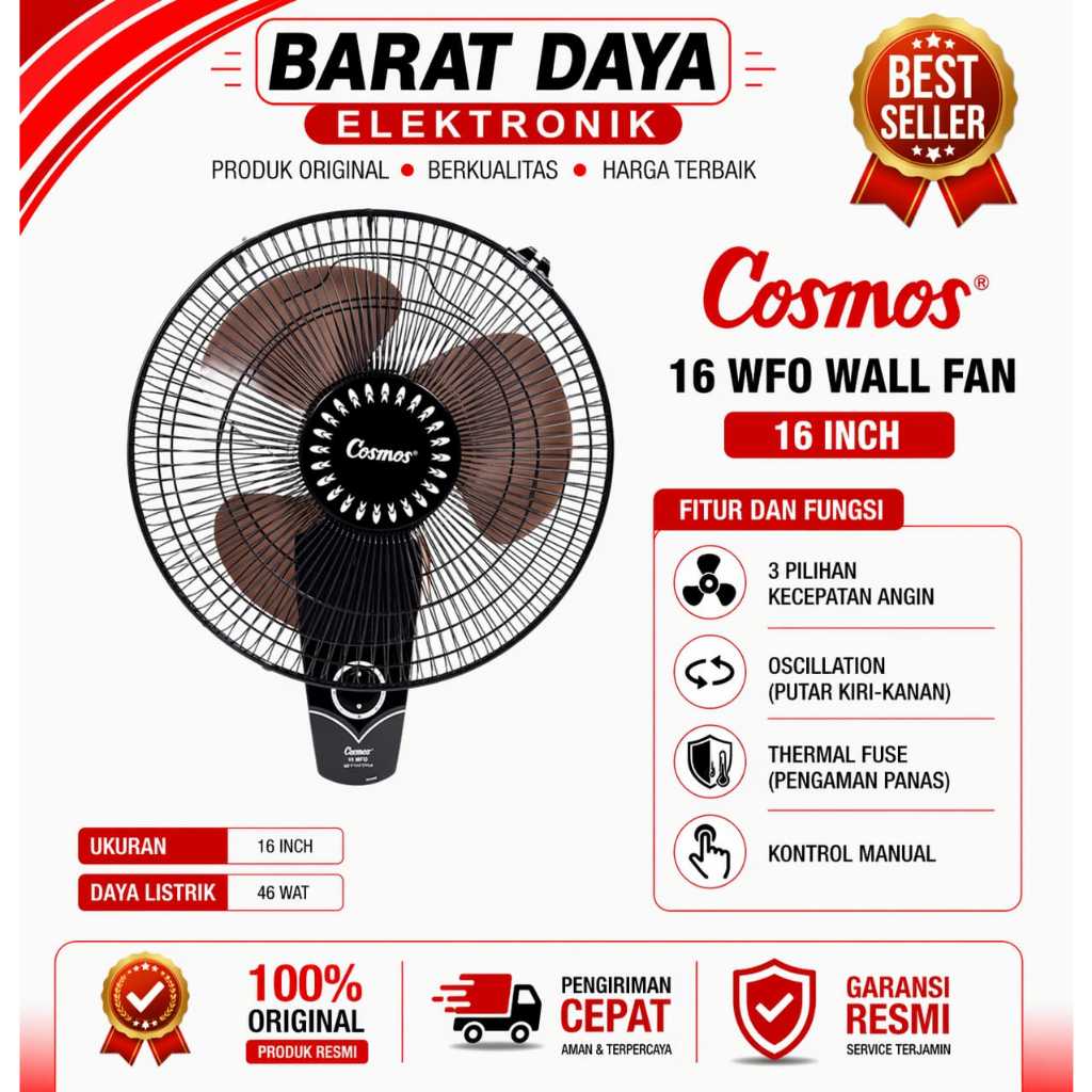 Cosmos Kipas Angin Dinding 16 WFO Hitam