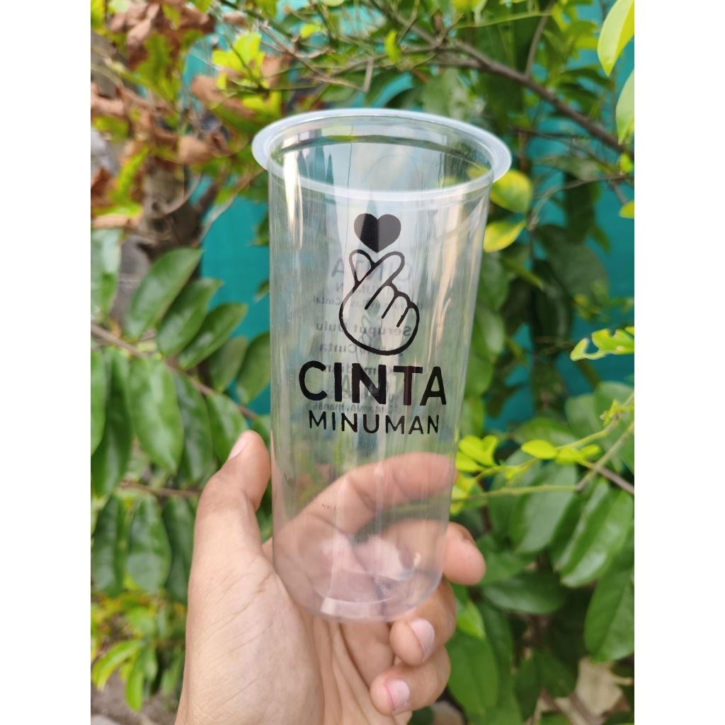Cup Plastik Sablon Custom 22 oz oval slim / Cup Minuman Kekinian / Bisa Logo Sendiri / Cup Kopi & Th