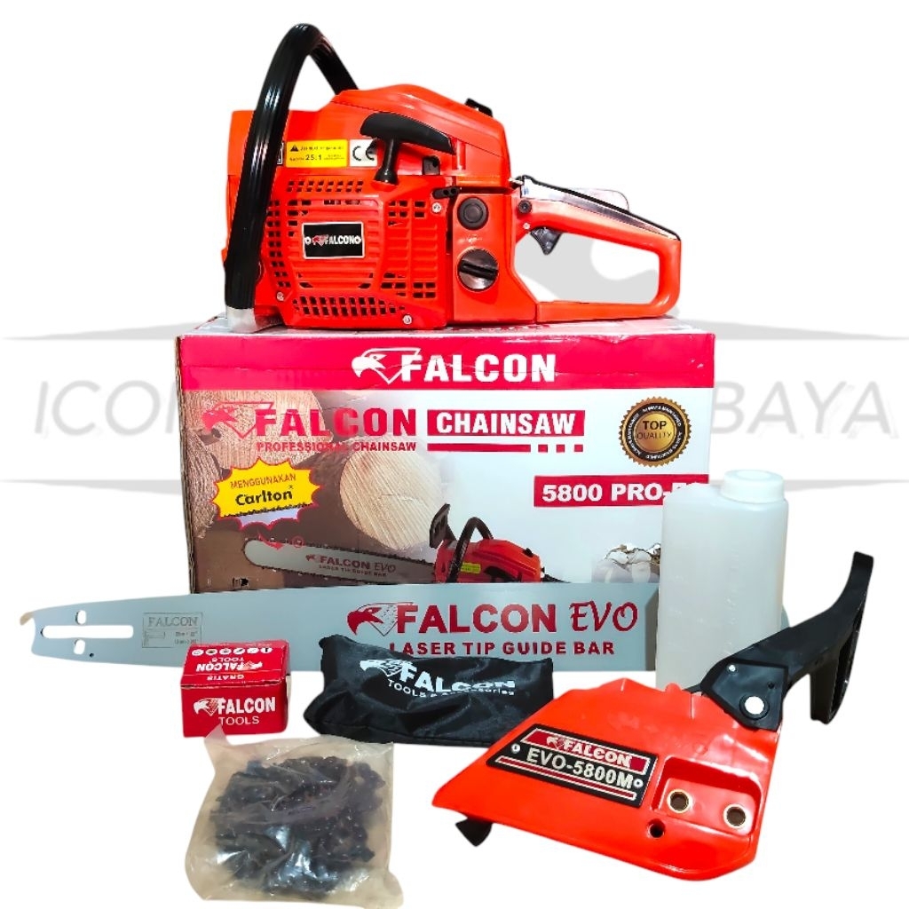 MESIN CHAINSAW EVO 5800 (22 INCH) FALCON / mesin gergaji kayu chainsaw falcon laser tip evo 5800/ me
