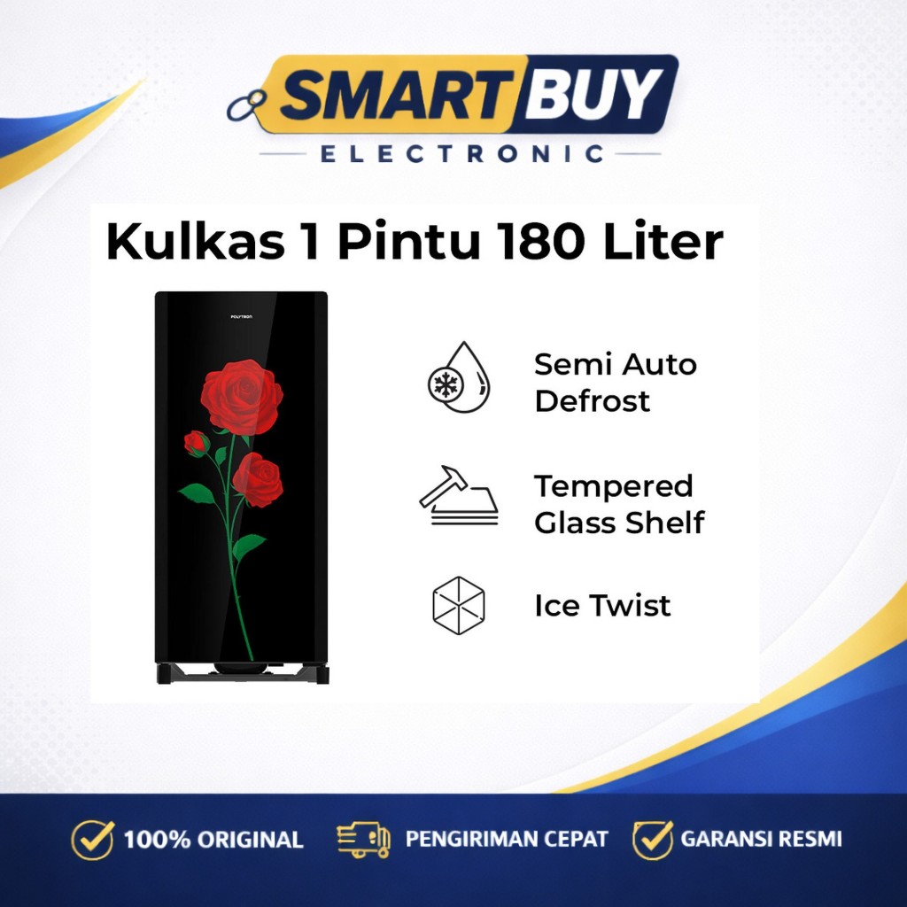 POLYTRON Kulkas 1 Pintu Belleza Varia 180 liter PRA 18CRX - hitam