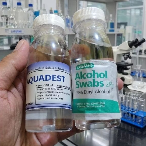 Aquadest 100ml + Alkohol Swab - Aquadest Perlengkapan P3K
