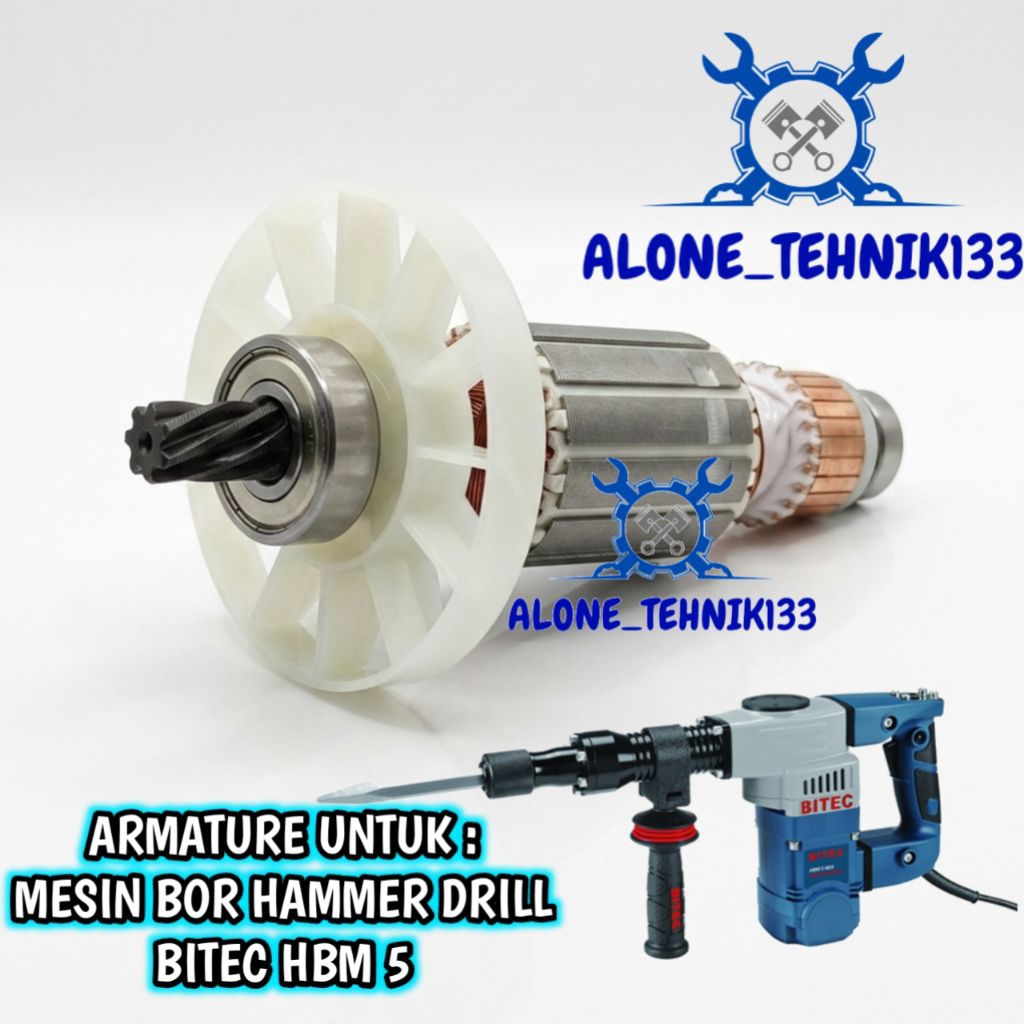 ARMATURE ANGKER MESIN BOR BOBOK HAMMER DRILL BITEC HBM5 ANGKER MESIN BOR BOBOK HBM 5 ROTOR DINAMO ME