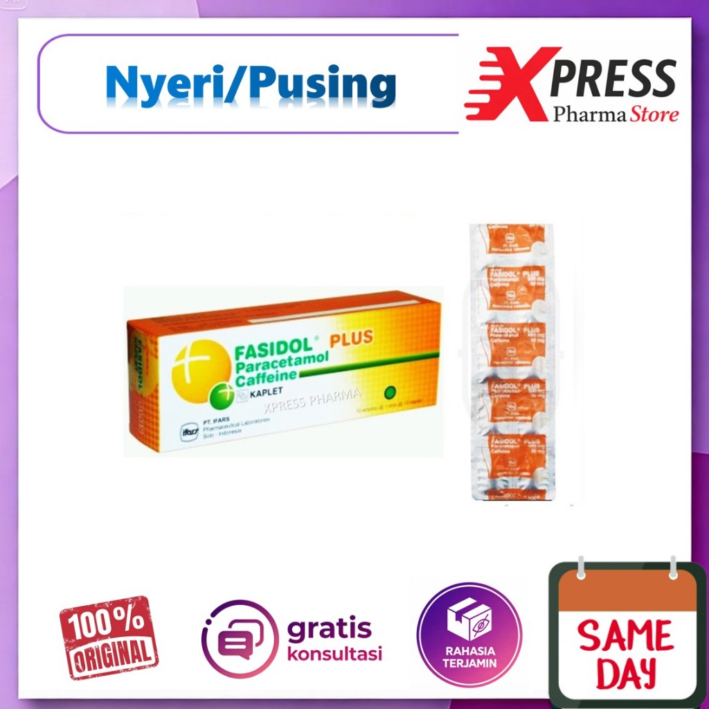 XPRESS  Fasidol PLUS DUS isi 100 Tablet Obat Nyeri Pusing Demam Sakit Kepala Paracetamol Parasetamol